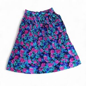 K&L Sportswear Women's 14 Multicolor Floral Pleated Elastic Waist Midi Skirt